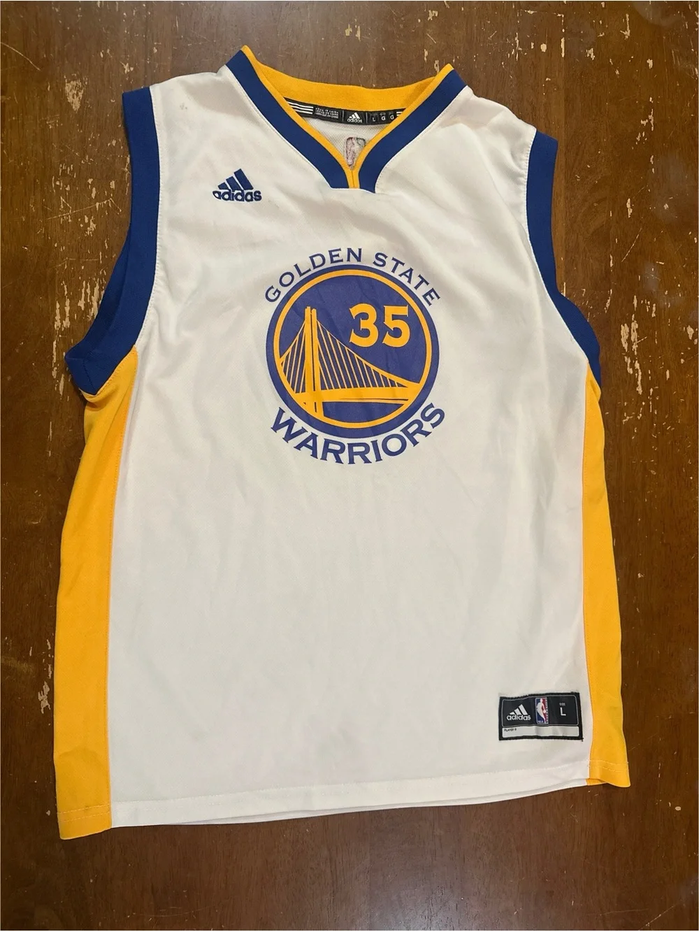 adidas White Golden State Warriors Kevin Durant Size Large